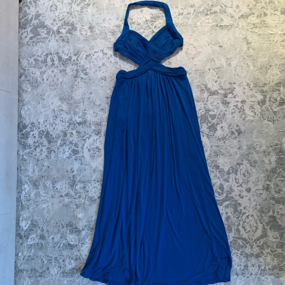 Blue maxi gown with cutouts